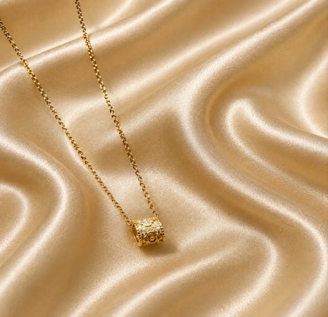 Noor Textured Barrel Necklace — necklace with everyday styling