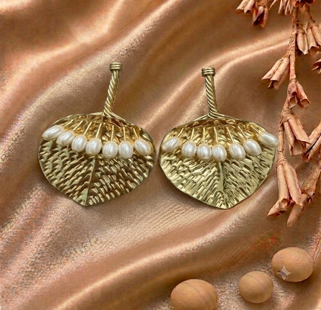 Lehar Leaf Pearl Earrings — earring with festive styling