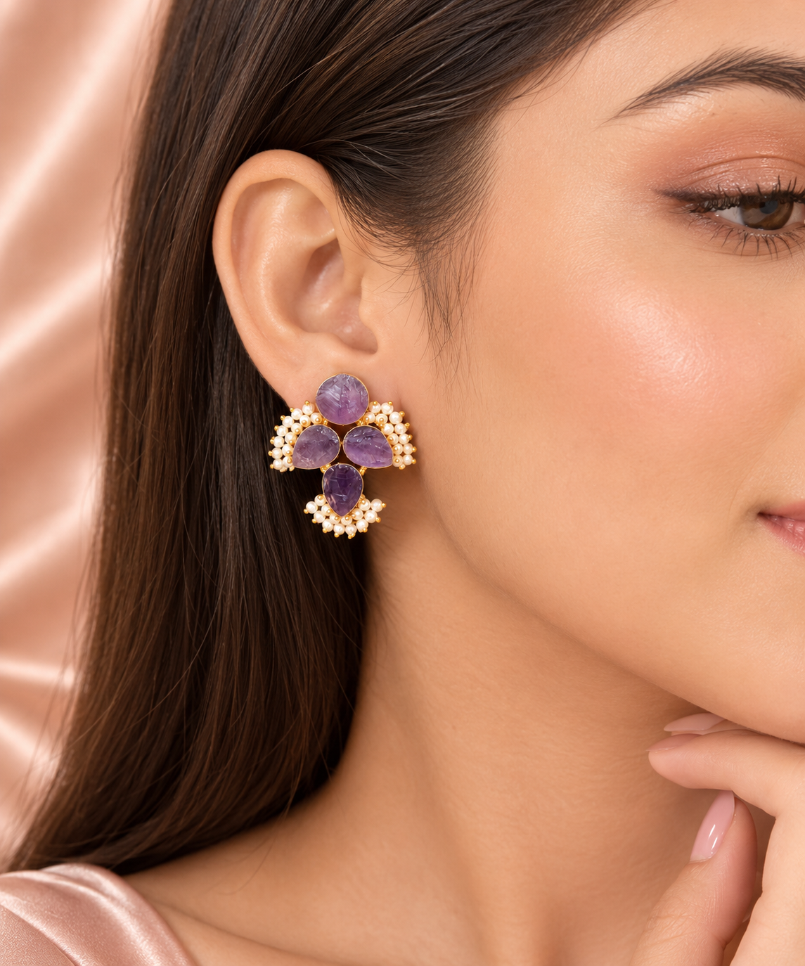 Banafsha Floral Cluster Studs — earring with festive styling