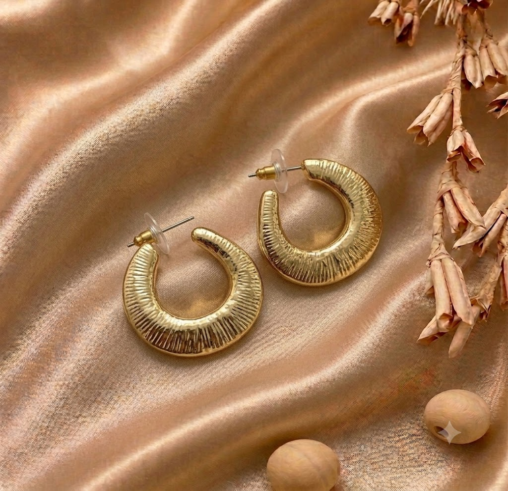 Kiara Ribbed C-Hoops — earring with everyday styling