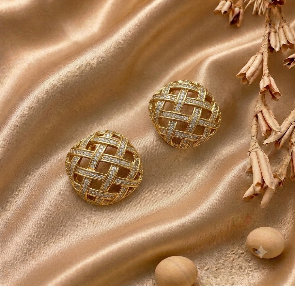 Tara Crystal Lattice Dome Studs — earring with heritage styling