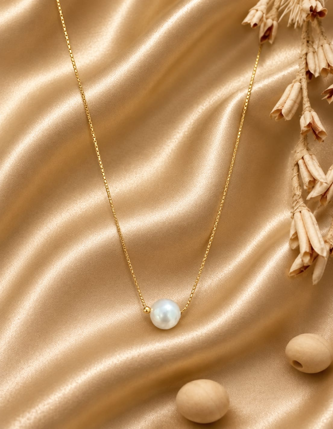 Aria Solitaire Pearl Necklace — necklace with minimal styling