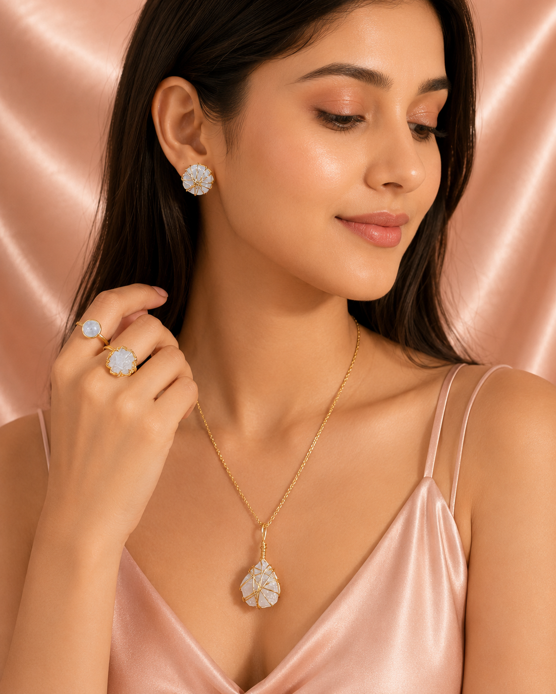 Noor Wrapped Crystal Set — jewellery set with festive styling