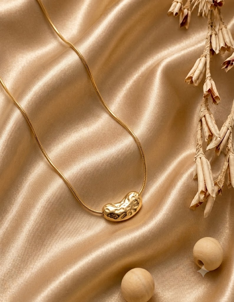 Naira Hammered Bean Necklace — necklace with everyday styling